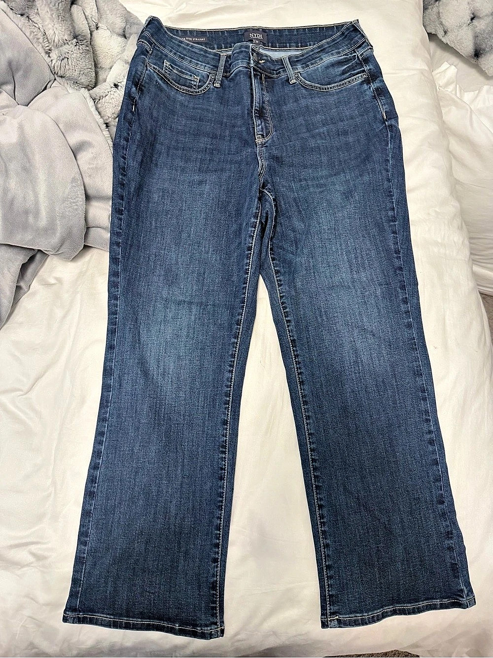 NYDJ High Rise Straight Cool Embrace Jeans Blue Waist 14